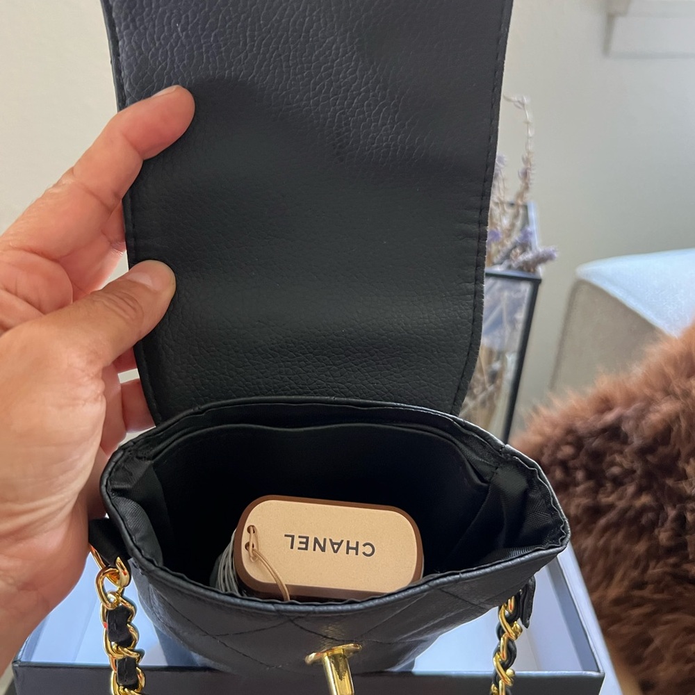 Chanel Umbrella with Quilted Vegan Leather Pouch. Comes with box -GWP - Picture 8 of 14
